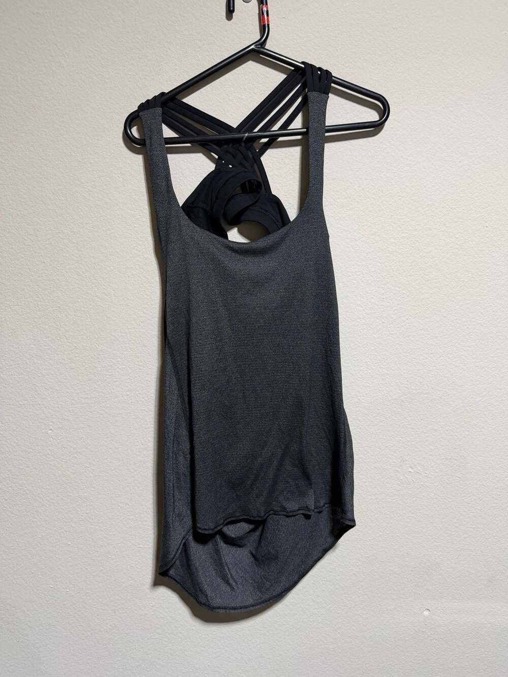 Lululemon Heathered Grey Strappy Back Built-In Bra Tank Top